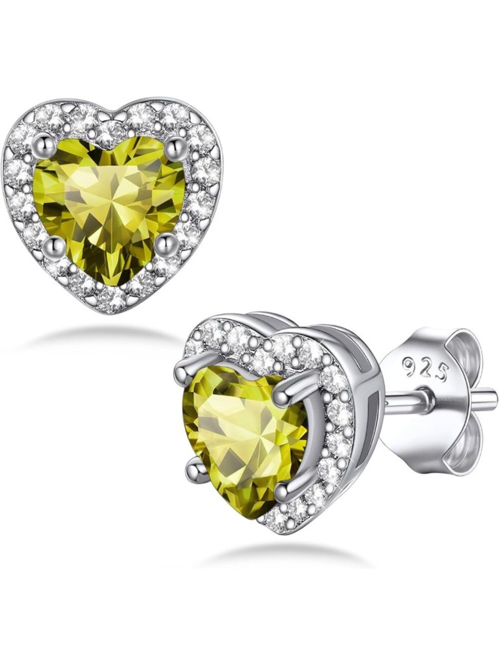 925 Sterling Silver Birthstone Stud Earrings for Women - Heart, Round, Teardrop